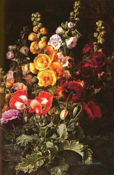 Flores Painting - Bodegón danés Malvarrosas Johan Laurentz Jensen flor